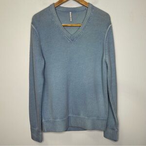Halo Men’s Blue V-Neck Pullover 100% Cashmere Sweater Size S/M